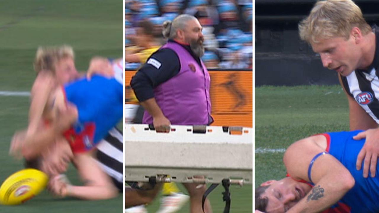‘Moving arms and legs to make sure’: Serious injury fears as ex-Pie hospitalised after scary tackle