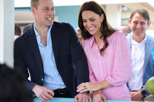 Catherine and Prince William during a visit to a Fish Fry