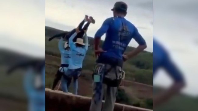 Freitas was carried to the edge of the bridge before being thrown off.