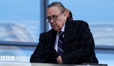 West Ham's joint-chair David Sullivan looks on from the stands prior to the team's game against Everton at London Stadium in April 2026