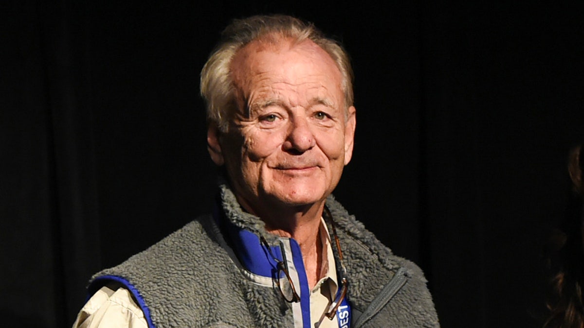 Bill Murray and Carla Gugino standing on stage at Telluride Film Festival