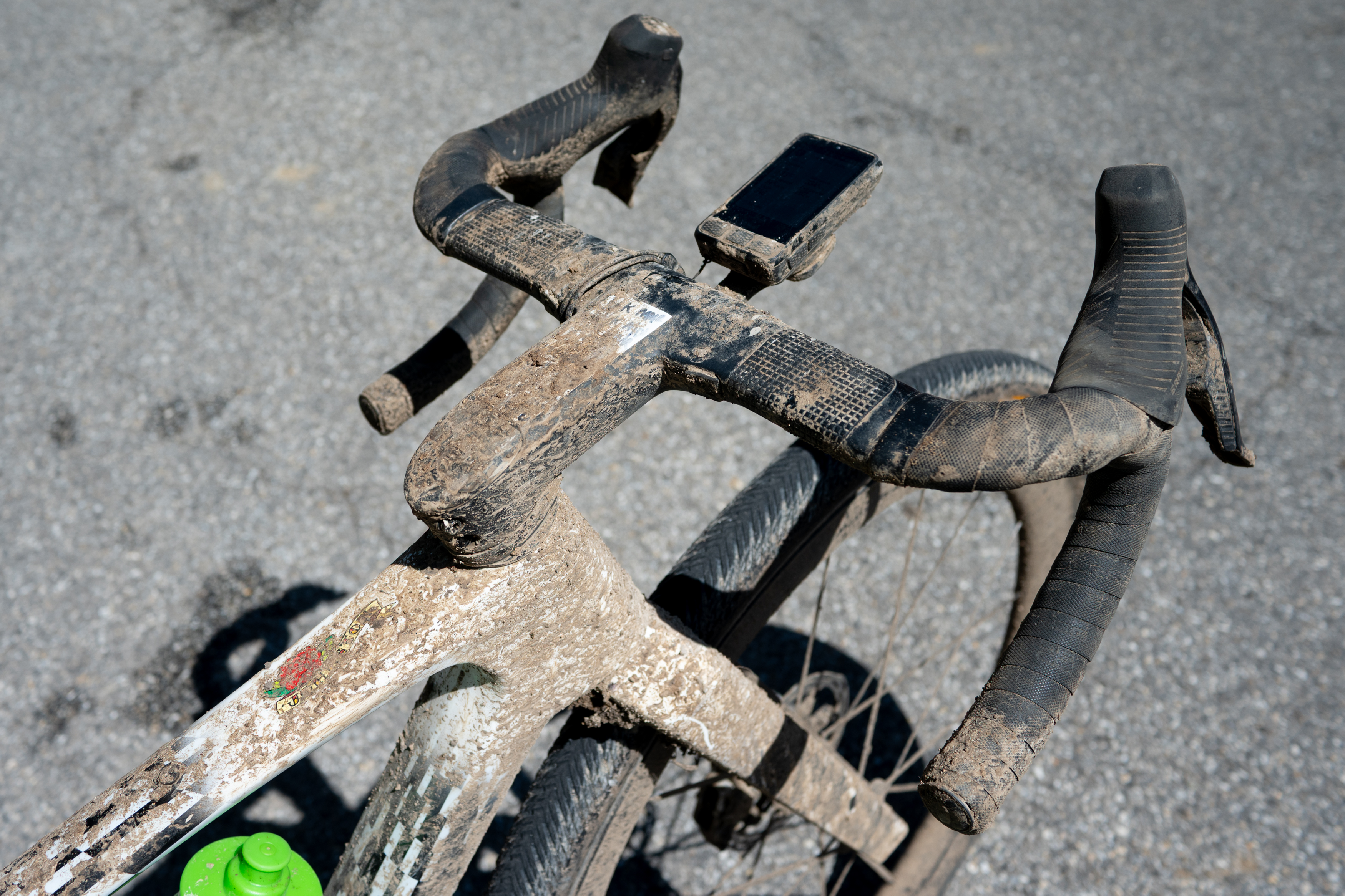 Photos of the bikes from the finish line of Unbound Gravel 2026