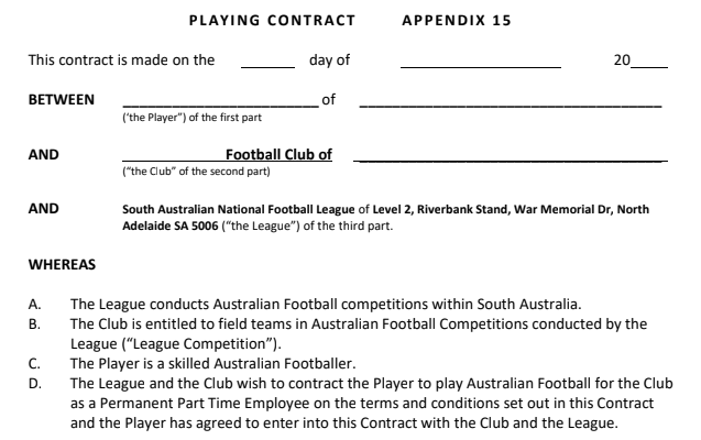 A page from a playing contract