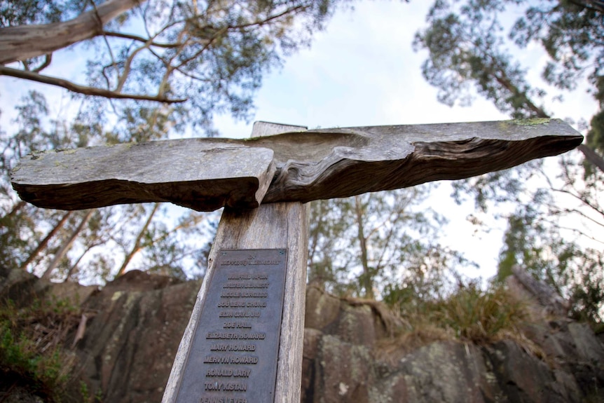 The memorial cross at Port Arthur