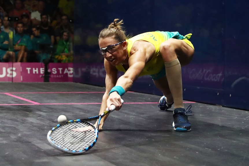Donna Urquhart reaches for the ball