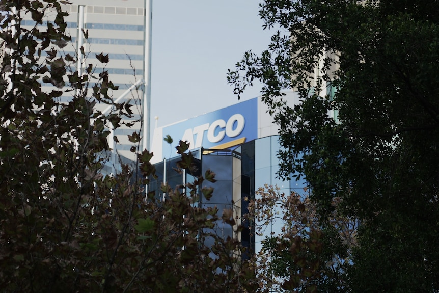 The exterior of a corporate headquarters.