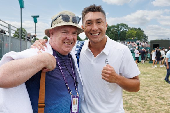James McCabe with his father Patrick at Wimbledon qualifying in 2025.