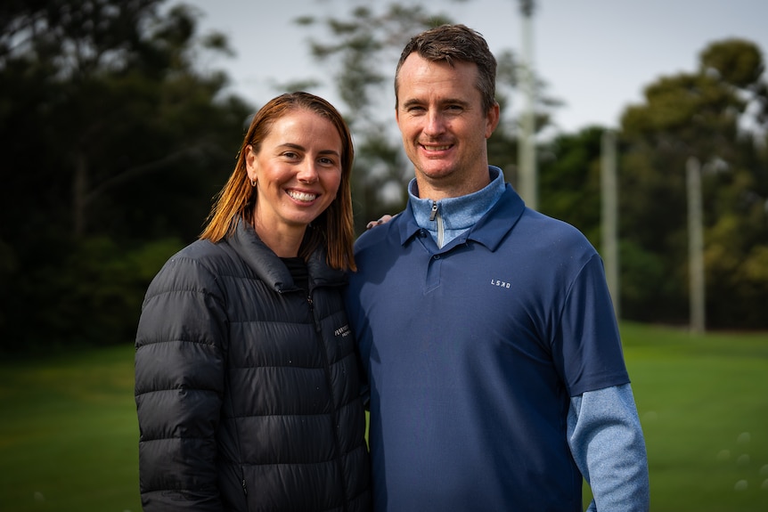 Chris Perry with wife, Ambre, at Parklands Golf Club.