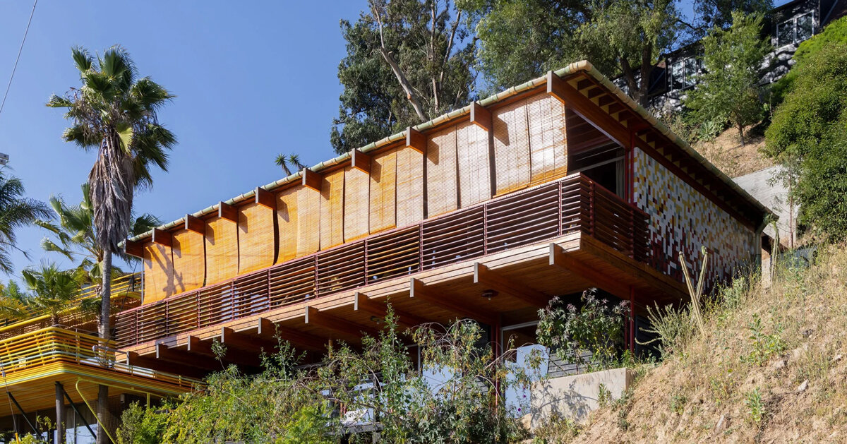 cantilevered beams and slender posts form cano house in los angeles