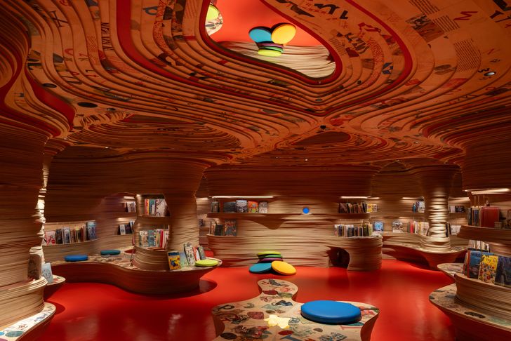 Katsalidis worked with Mona's design director Adrian Spinks for designs in Phrontisterion's map room, study, cellar and lounge, as well as the children's library (pictured).