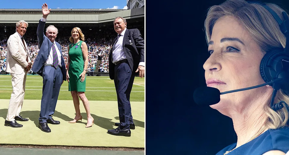 Chris Evert with fellow legends at Wimbledon.