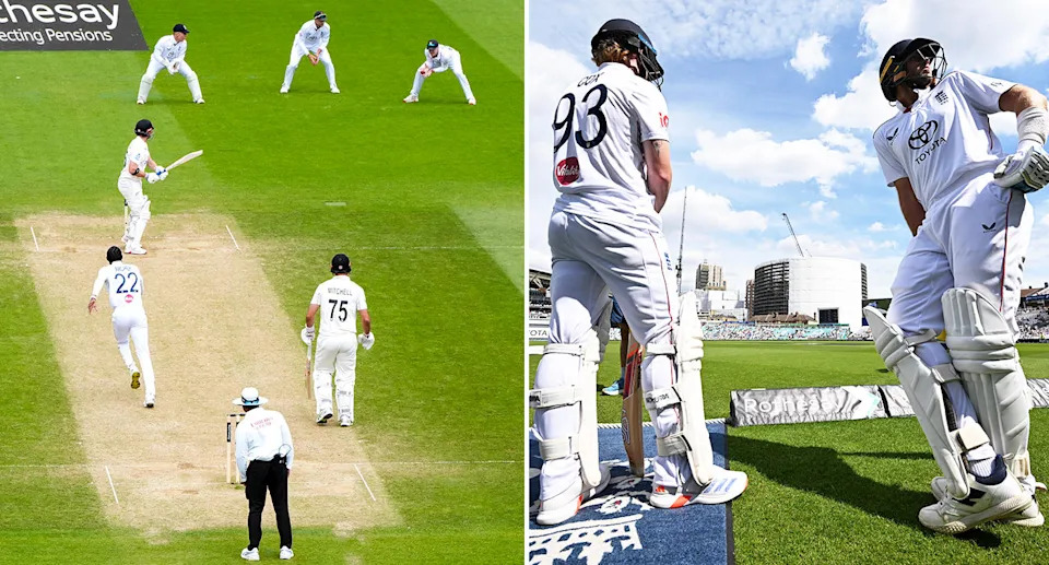 Players during the second Test between England and New Zealand.