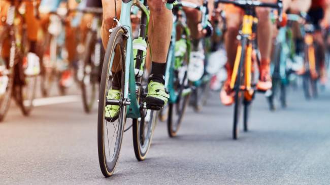 Cyclists racing