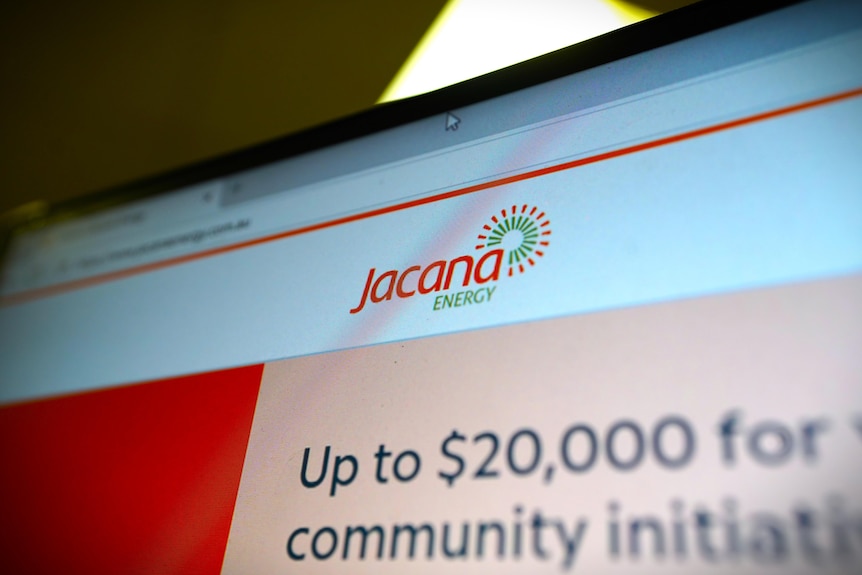 A close up shot of computer screen on Jacana Energy website, focused on an orange logo.