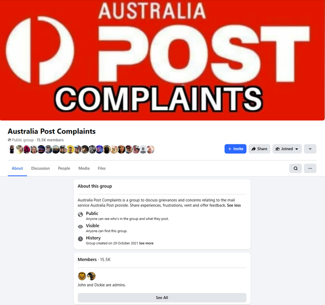 A Facebook group for Australia Post complaints has more than 15,500 members. 