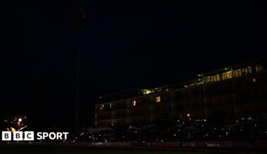 The Somerset Cooper Associates County Ground in darkness following a floodlight outage during Somerset's game against Glamorgan
