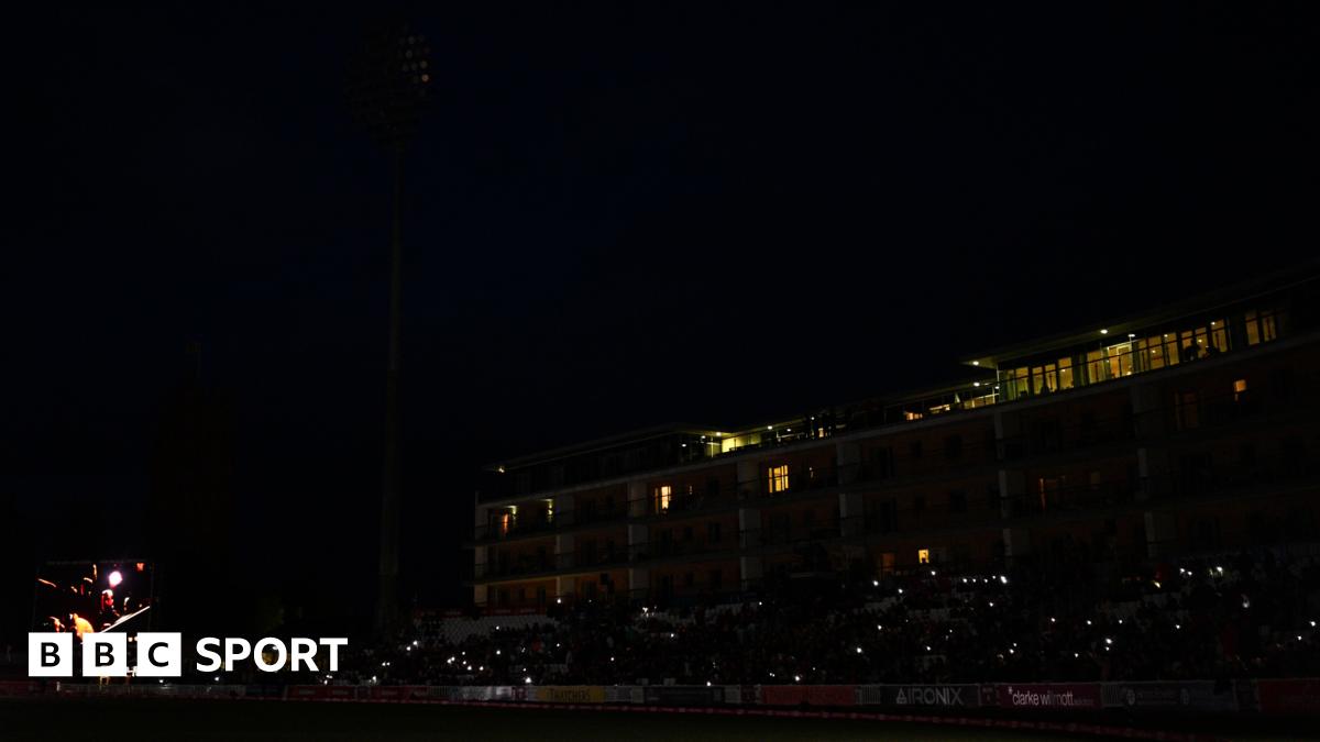 The Somerset Cooper Associates County Ground in darkness following a floodlight outage during Somerset's game against Glamorgan