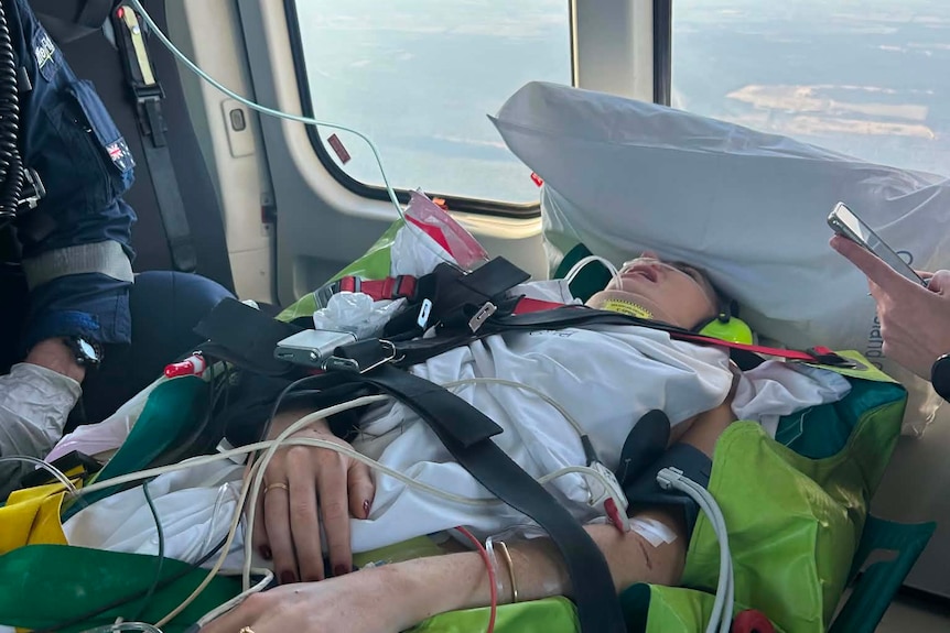 Lucy Scott in LifeFlight emergency helicopter