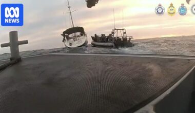 Australian Federal Police intercept luxury yacht, allege three people try to help Queensland fugitive