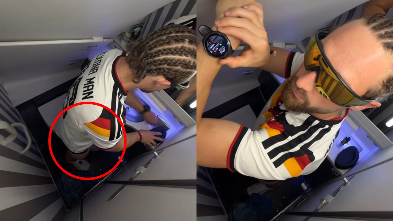 ‘Blocking the toilet for one hour’: See man’s unbelievable plane stunt as he locks himself in bathroom so he can ‘run 5k’ during eight-hour flight