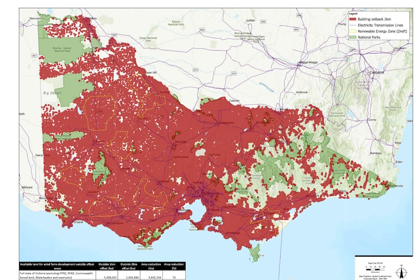 A map showing renewable energy zone modelling