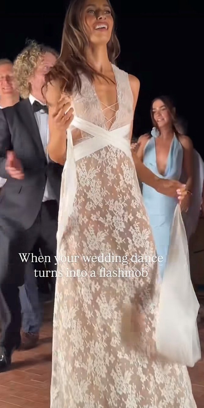 The model has come under fire for her choice of sheer evening dress.