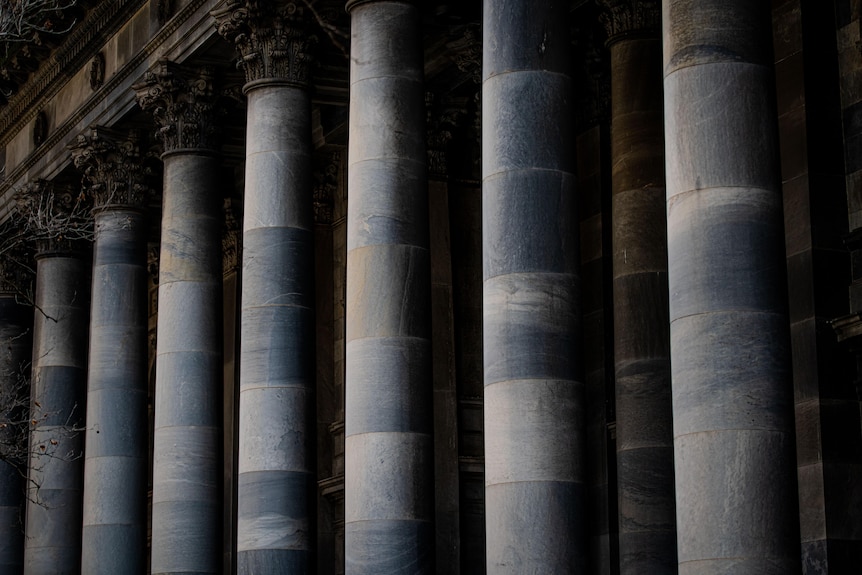 The pillars at the front of South Australia's Parliament House.
