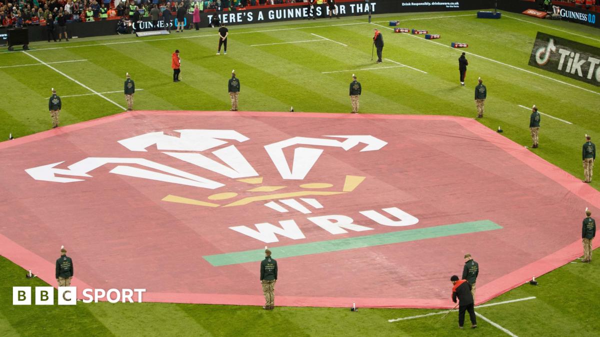 The WRU logo at the Principality Stadium in Cardiff