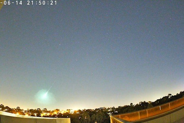 The meteor burst into the earth's atmosphere around 9.50pm yesterday.