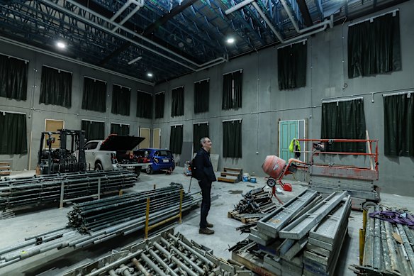 Heritage architect John Briggs inside the shell of the rebuilt Corkman Irish Pub.