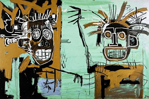 Jean-Michel Basquiat’s 1982 piece Untitled (Two Heads on Gold). 