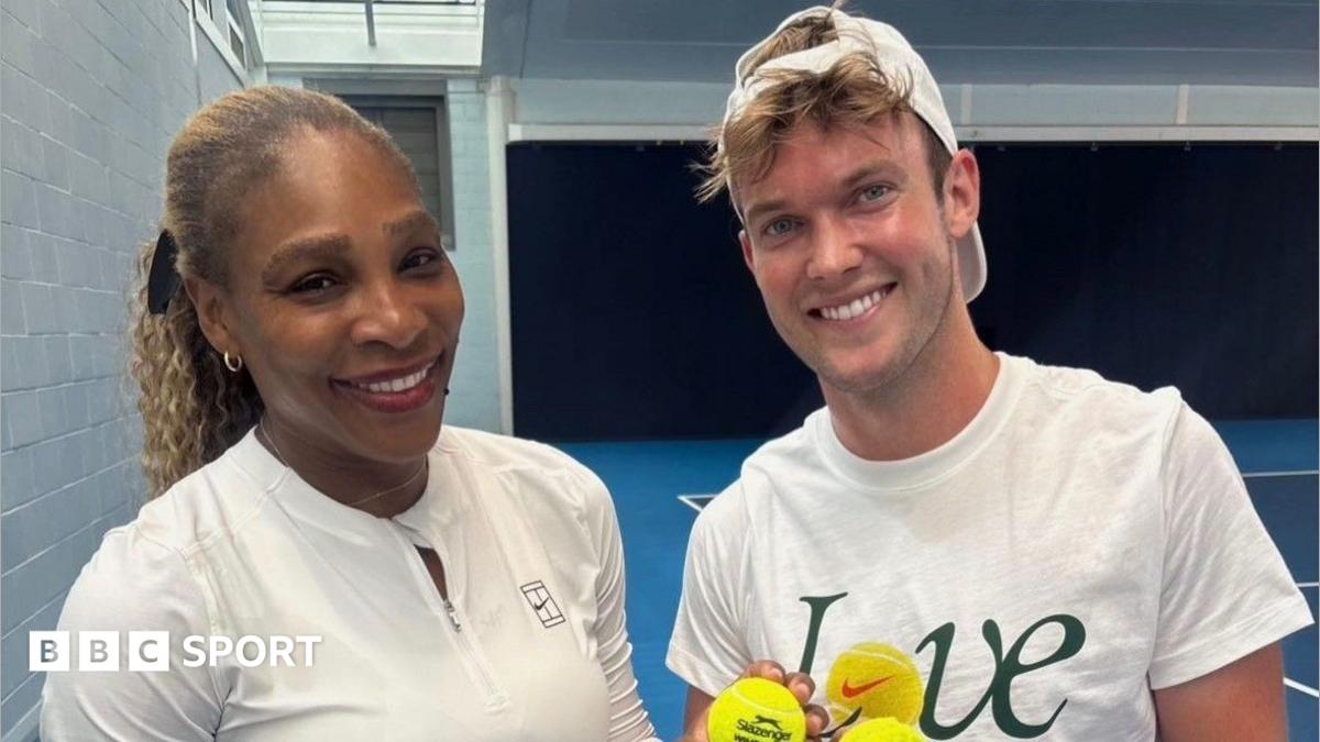 David Quayle with Serena Williams during a practice session in 2026