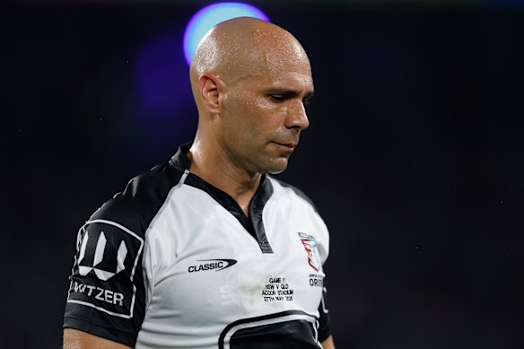 Ashley Klein is down to referee the second match of the Origin series on Wednesday night.