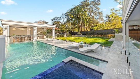 The expansive pool and entertaining area at 3 Lennox Street, Gordon.