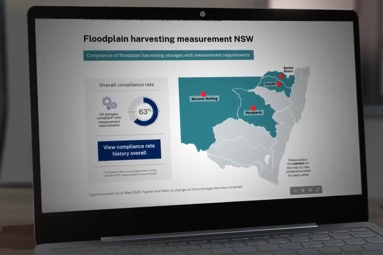A laptop screen showing a map of NSW