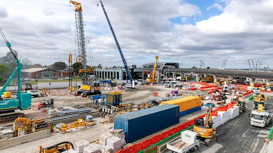 A construction site for the Suburban Rail Loop in Clayton.