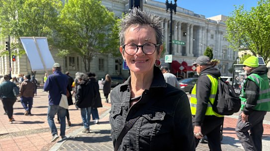 Linda Edwards, who organises protests against data centres in Virginia and Washington DC.