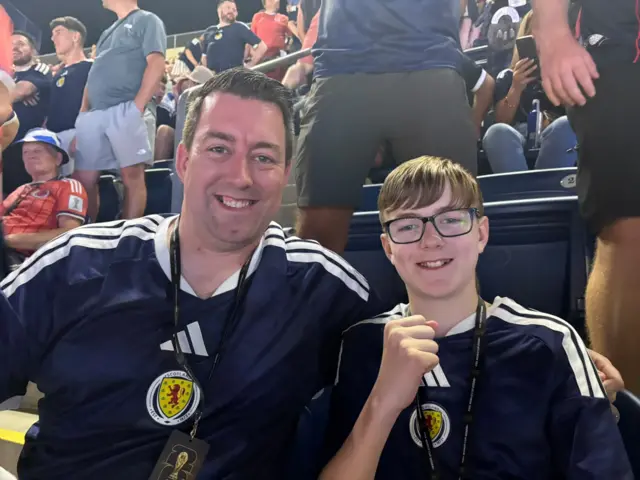 Sean Noble and son Jackson made a last-minute trip to the game