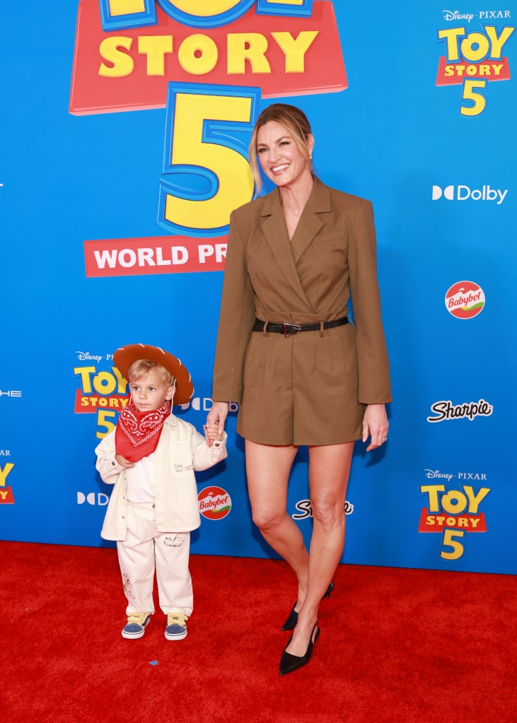 Erin Andrews and her son Mack at the "Toy Story 5" premiere