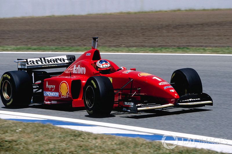 Michael Schumacher in de Ferrari F310.