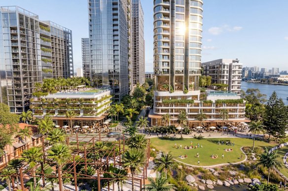 An artist impression of how the Visy site in South Brisbane will look after it is redeveloped by Lendlease. 