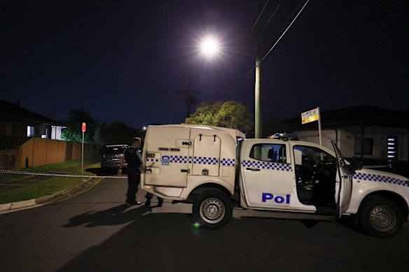 Police on Saturday night had taped off Gillian Place in Punchbowl, where they found a burnt-out car believed to be linked to the shooting,