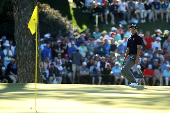 Scott on the 15th green at Augusta in the 2017 US Masters.