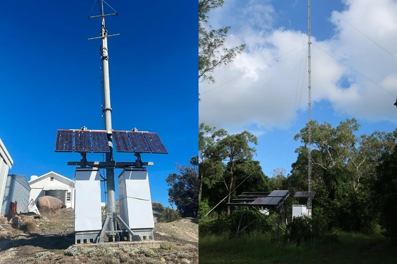 Two images of Telstra CAN radio towers.