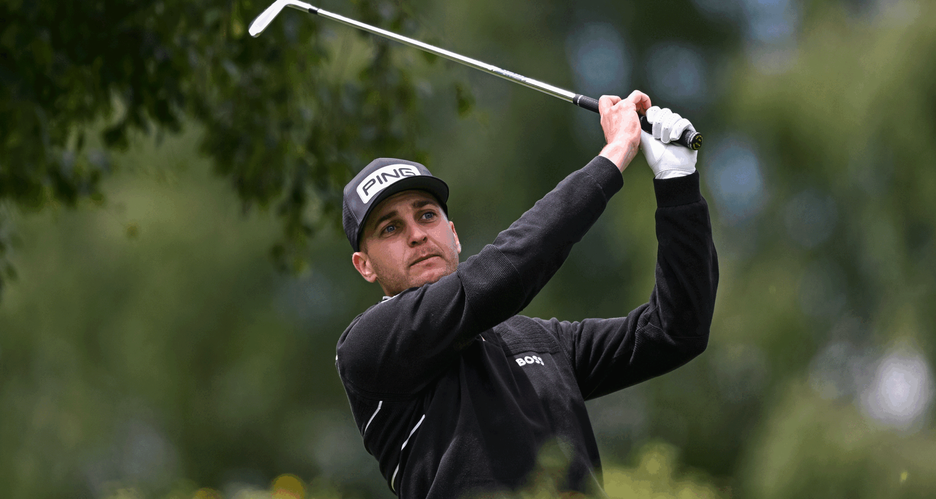 Matthias Schwab hits an iron shot at the 2026 Interwetten Open on the HotelPlanner Tour