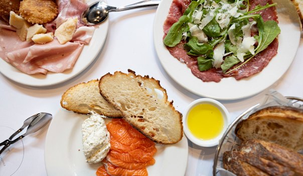Shared entrees at Fratelli Paradiso in Potts Point.