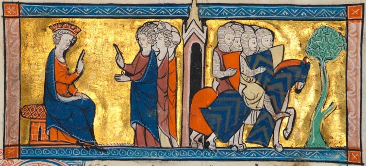 A medieval king consults with the Templars.
