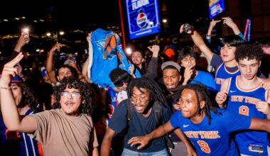 Fans are jubilant and mostly orderly after Knicks prevail in NBA Finals opener