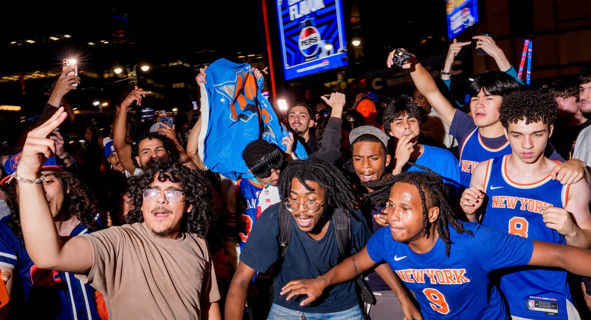 Fans are jubilant and mostly orderly after Knicks prevail in NBA Finals opener