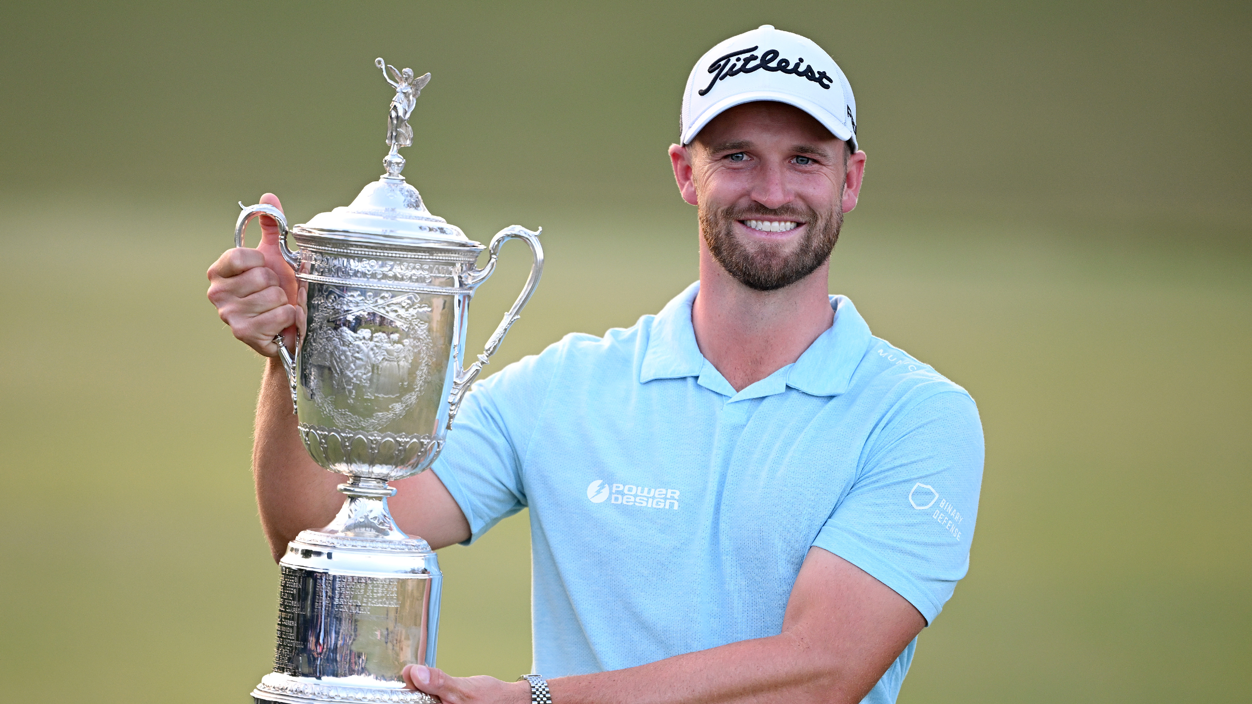 Wyndham Clark with the trophy after his US Open win